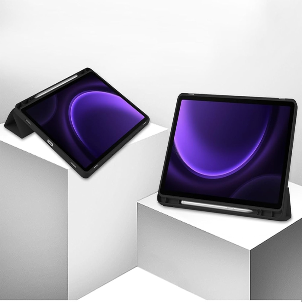 Husa compatibila cu iPad Pro 12.9 2018/2020/2021/2022, 12.9 inchi, Tip carte, Comando Tab Protect, Protectie completa, Functie Stand, Negru