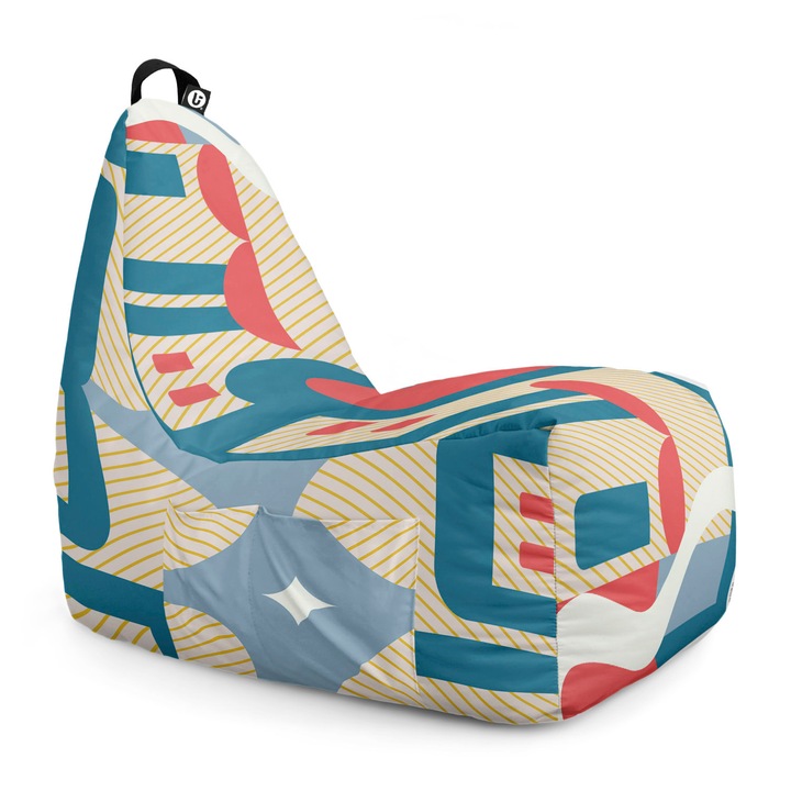 Fotoliu Updeco Puf Bean Bag tip Chill, sac interior, impermeabil, indoor/outdoor, cu maner, 62 x 95 x 75 cm, Arcade Albastru