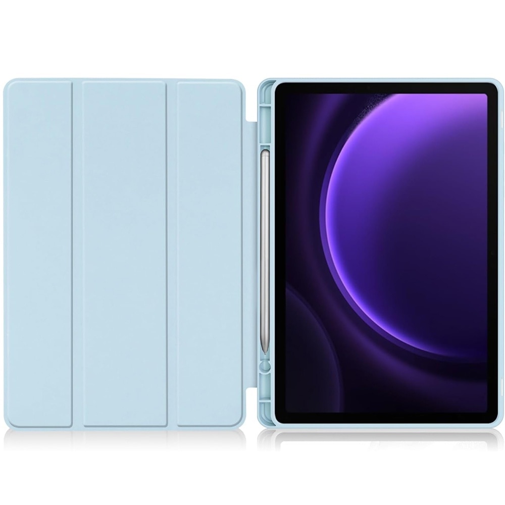 Husa compatibila cu Samsung Galaxy Tab S9 FE, 10.9 inchi, Tip carte, Comando Smart Protect, Protectie completa, Functie Wake & Sleep, Configurare Tip Stand, Albastru Deschis