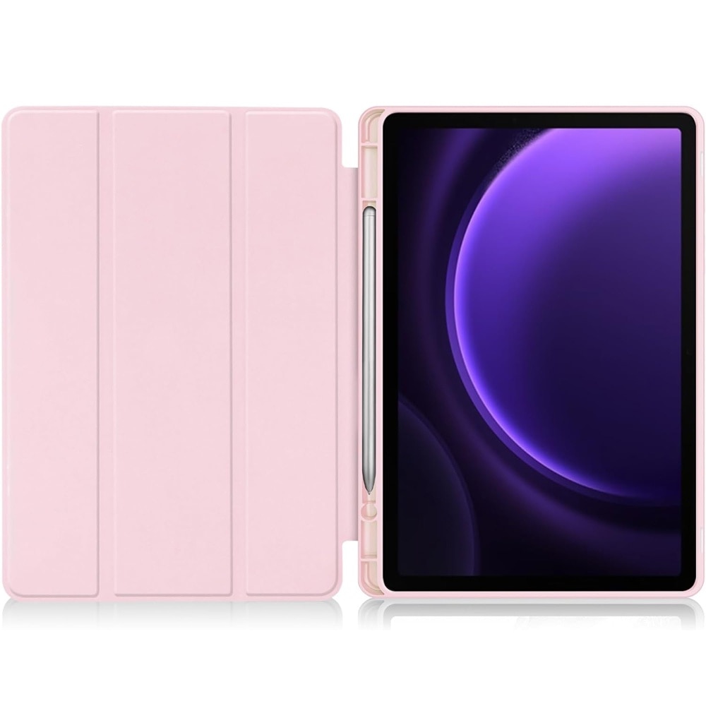Husa compatibila cu Samsung Galaxy Tab S9 FE Plus, 12.4 inchi, Tip carte, Comando Smart Protect, Protectie completa, Functie Wake & Sleep, Configurare Tip Stand, Roz