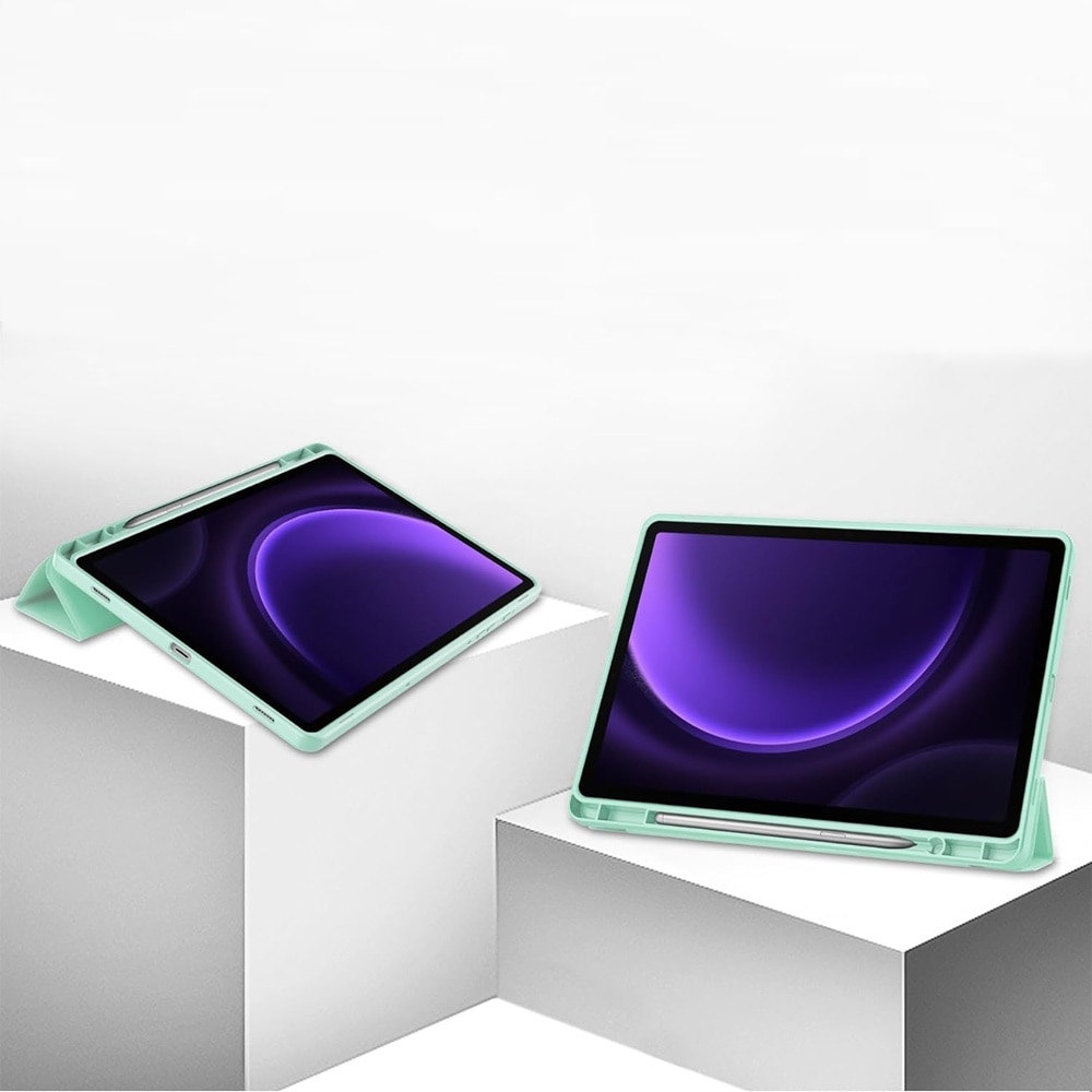 Husa compatibila cu Samsung Galaxy Tab S9 FE Plus, 12.4 inchi, Tip carte, Comando Tab Protect, Protectie completa, Functie Stand, Verde Deschis