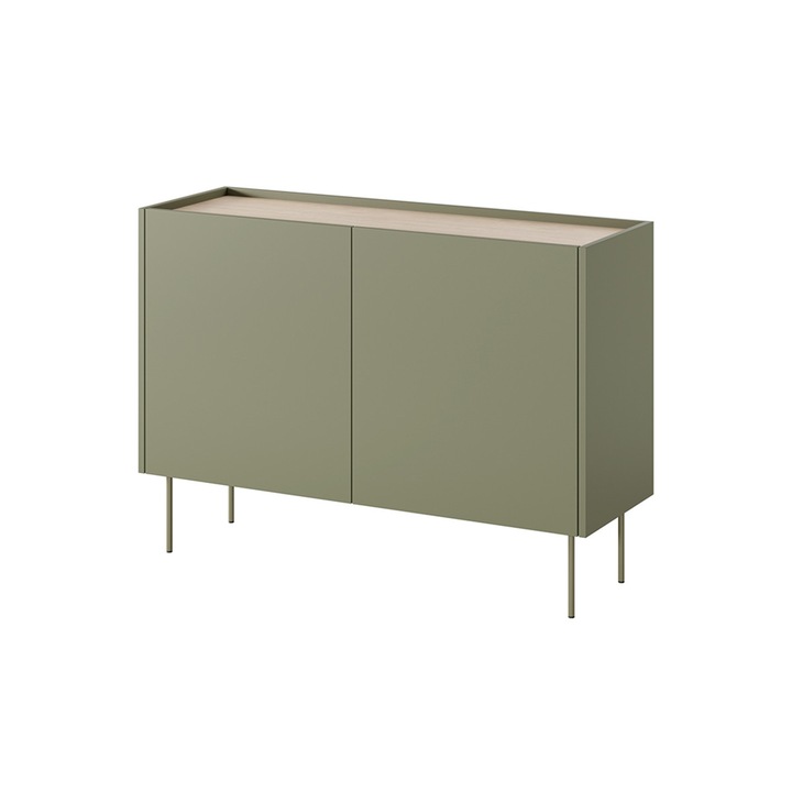 Comoda, Bogart, Desin, Usa Dubla, Picioare Metalice, 120x85x40 cm, PAL/HDF, Olive