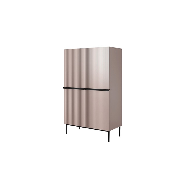 Comoda, Bogart, Nicole, Dulap Cu Doua Usi, Picioare Metalice, 100x160x45 cm, MDF/HDF, Roz pudrat