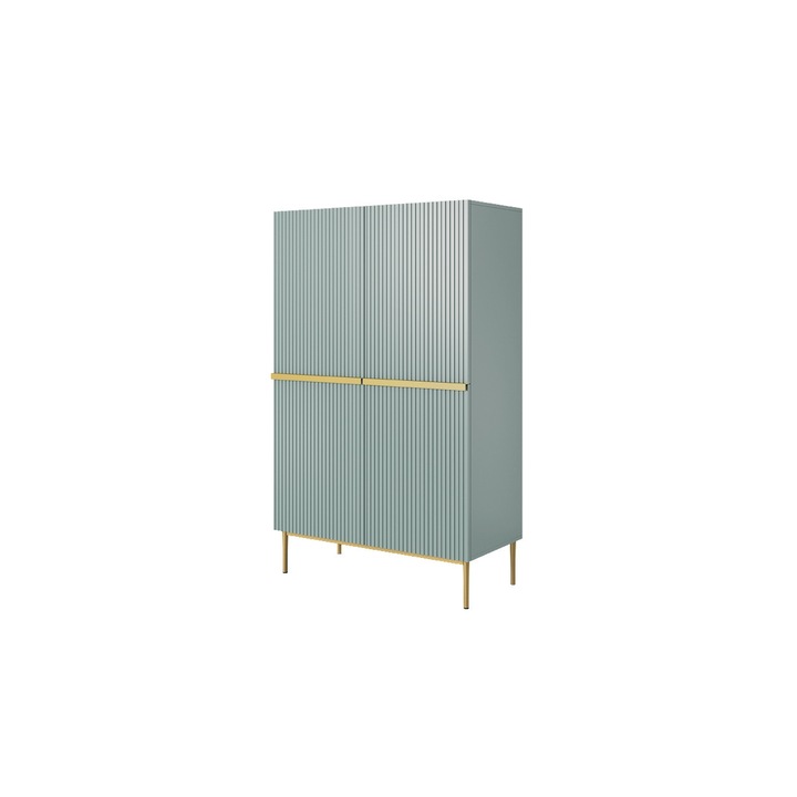 Comoda, Bogart, Nicole, Dulap Cu Doua Usi, Picioare Metalice, 100x160x45 cm, MDF/HDF, Verde deschis