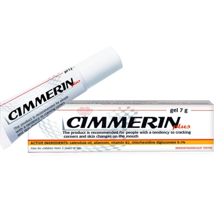 Gel tratament buze Cimmerin Plus, Pharmacy Laboratories, regenerator, antibacterian, 7 g, alb/negru