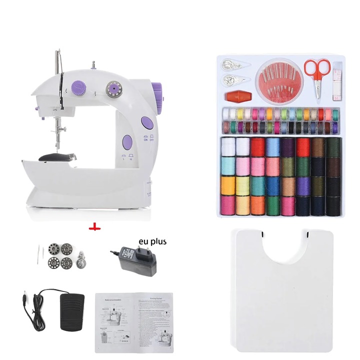 Masina de cusut portabila cu masa extensibila, kit de cusut inclus, 50x60''