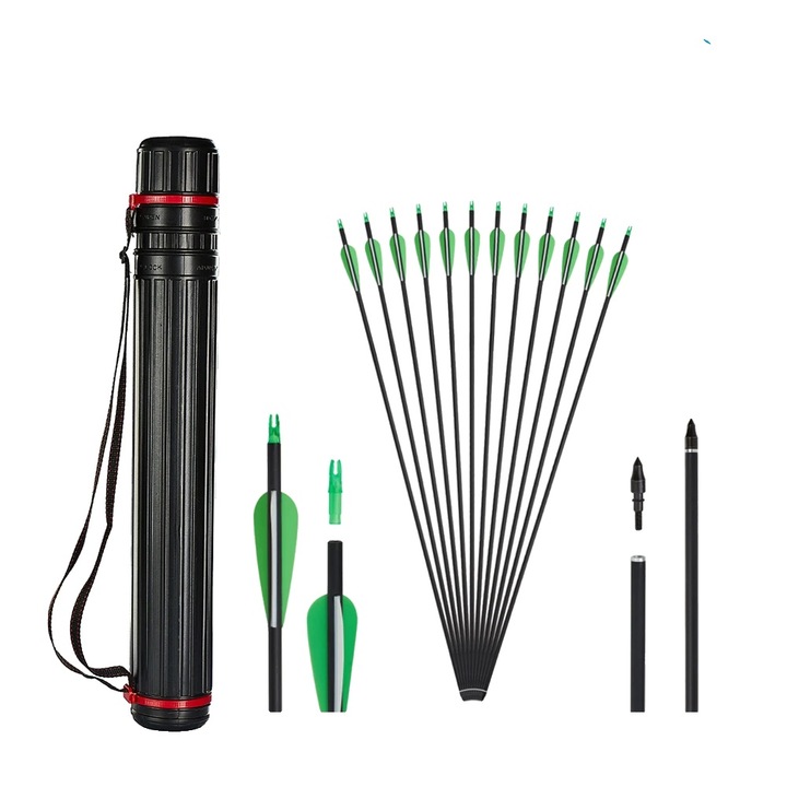 Set sageti din carbon, 31.5 inch, pentru arc recurve/compound, galben, 7.8x30 inch