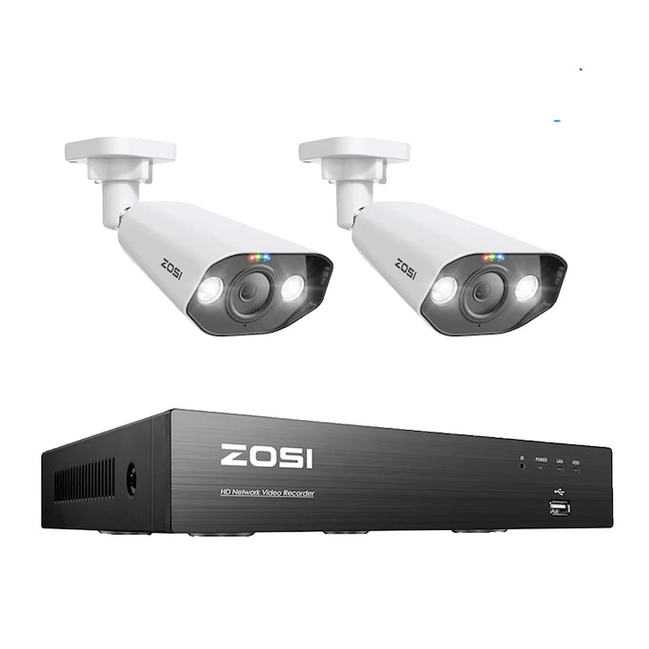 Sistem supraveghere video Hikvision 2 camere Ultra Low-Light PIR Turret 2 MP, IR 20 m
