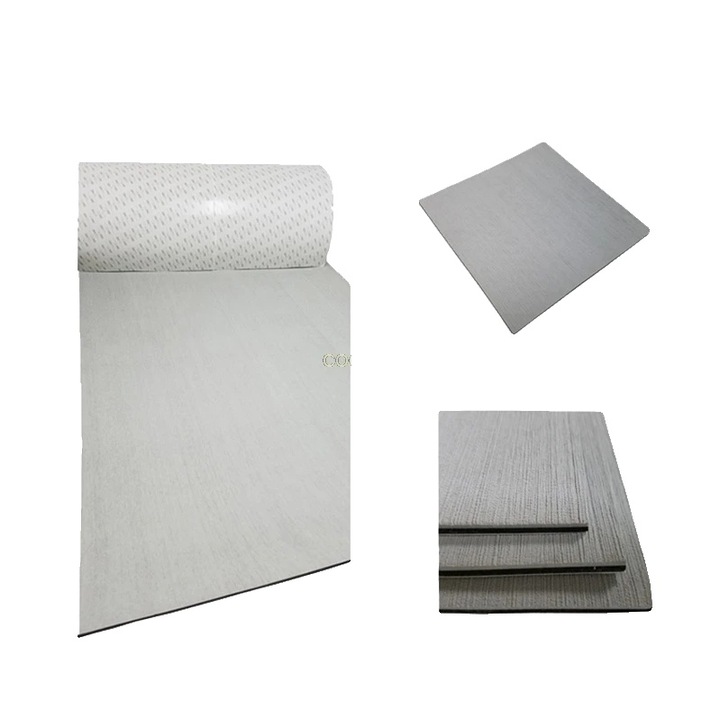 Placa decorativa pentru podea barca, EVA grad marin, antiderapanta, rezistenta la UV, gri deschis, 2400x1200x6mm