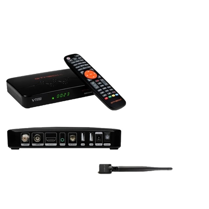 Receptor Satelit DVB-S/S2/S2X+T/T2, Multi-room, V7 PRO cu WiFi, Stecher EU