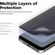 PolyFlex Privacy Film, съвместим с Tecno Pova 5G, 100 микрона силиконов полимер, Лесен монтаж, без течност, Регенерируем, Лепило за цялата повърхност, Съвместим със сензор за пръстови отпечатъци, Удобен за калъф