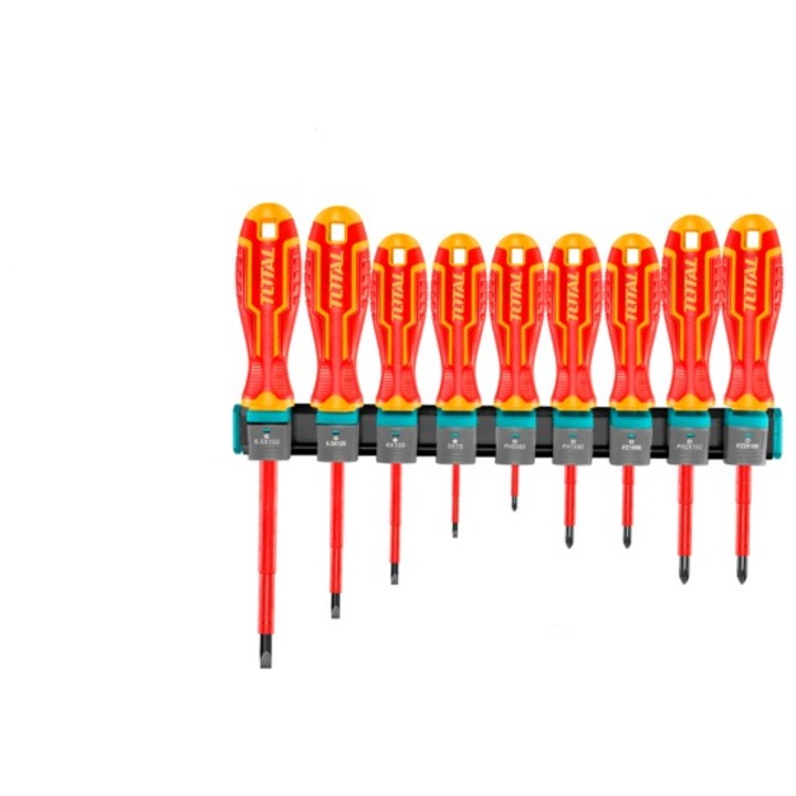 Csavarhúzó készlet VDE 1000 V, Total Industrial, 9 db