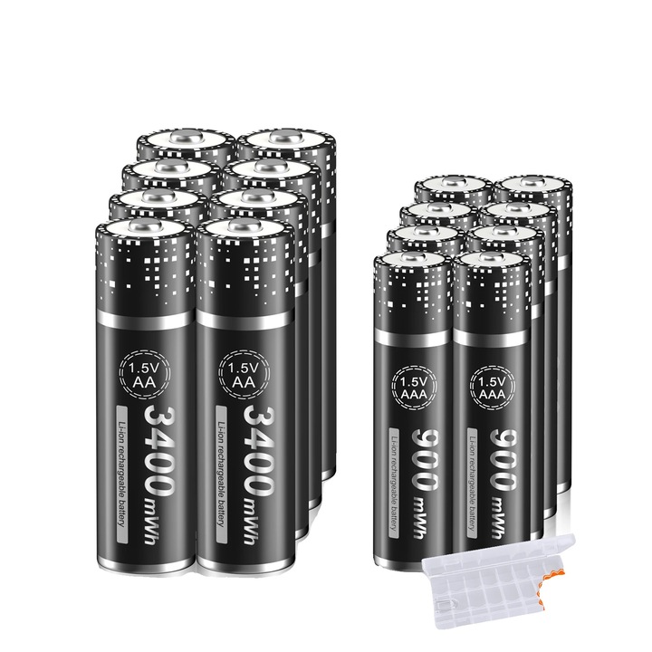 Baterii reincarcabile, PALO, 8 AA 8 AAA, negru