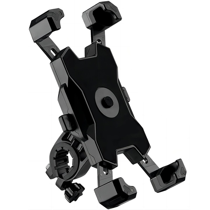 Suport Telefon Pentru Bicicleta/motocicleta, Reglare la 360°, Brat de clema puternic, 3.5-6.8", Negru