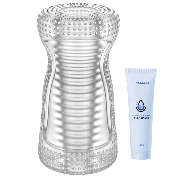 Гъвкав мастурбатор Hggzeg, Включен лубрикант, Вътрешна текстура, Мек и реалистичен материал, Двустранен дизайн с отворен край, Водоустойчив и лесен за почистване, Лесен за носене, 12×6×3,5 cm, Прозрачен