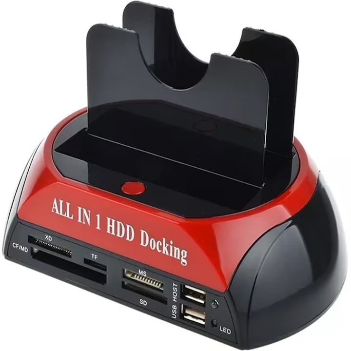 HDD докинг станция 2.5", 3.5" IDE, SATA към USB 2.0, С функция за архивиране и клониране