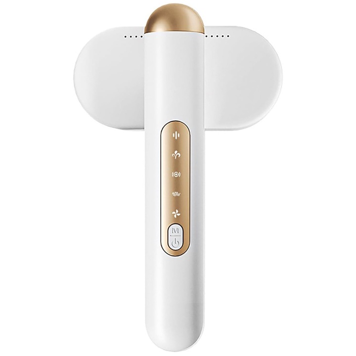 Szösz-, szösz- és hajtisztító, dupla fej, újratölthető USB, 4 anyagválasztási program, 12 precíziós acélpenge, 2 nagy teljesítményű 8000 RPM motor, nagy tárolókapacitás, nagy teljesítményű akkumulátor, USB, 22,5 × 5,9 × 9,2 cm, fehér