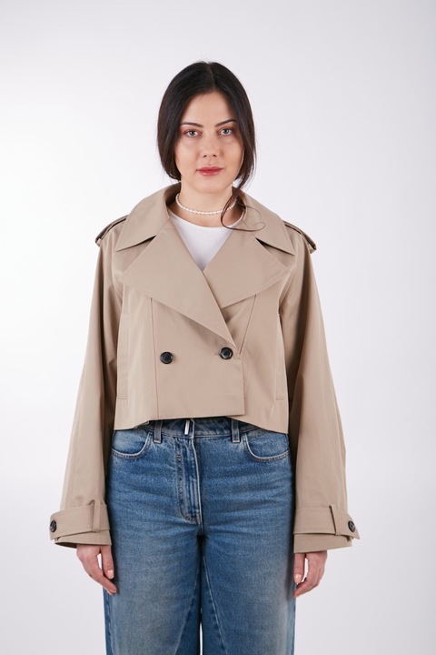 Palton dama, Stefanett, Bumbac, Bej, One size