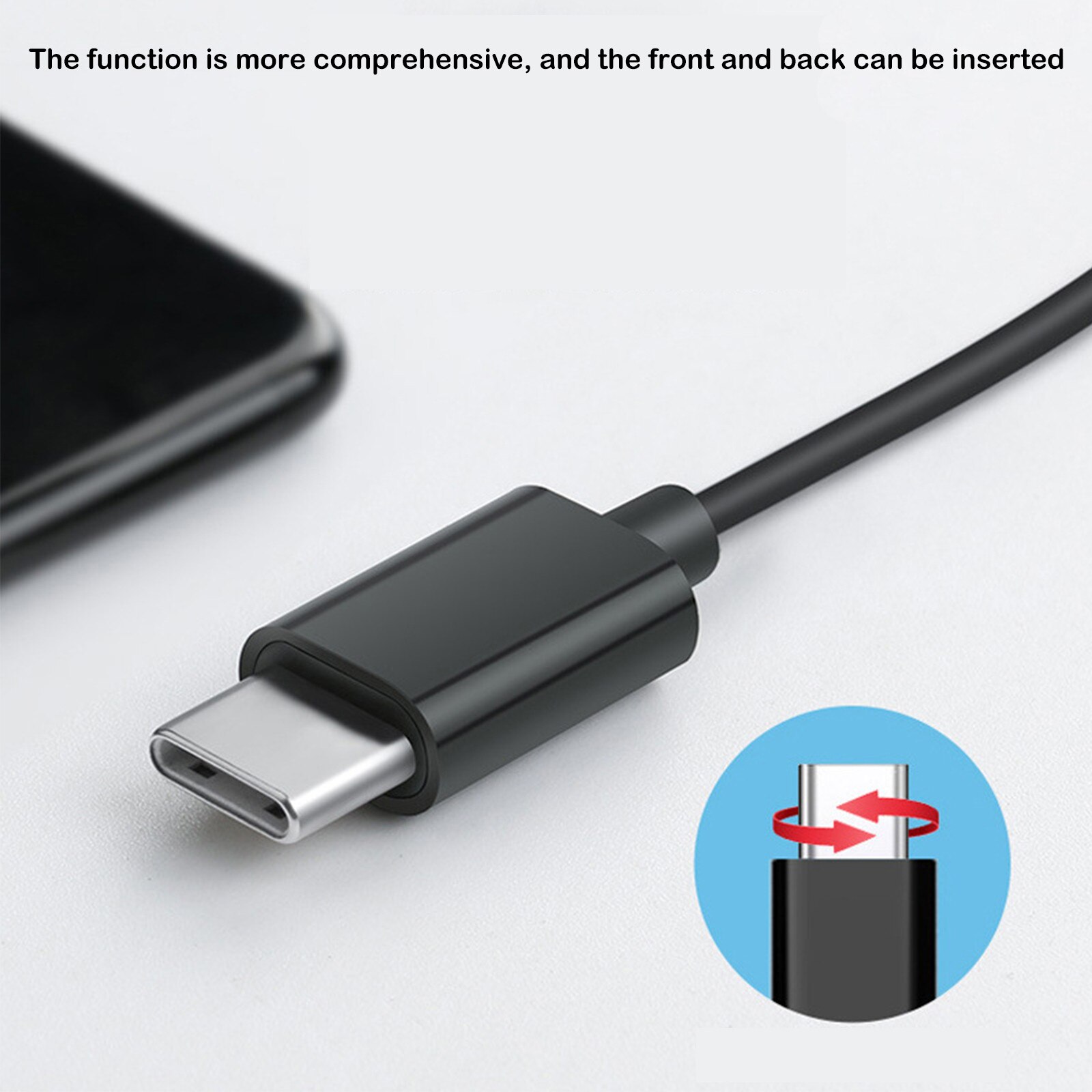 Casti Cu Fir, Zggzerg, In-Ear, Type-C, Reducerea zgomotului, Cu bass puternic si control al firului, Telecomanda pentru apeluri/volum, Microfon incorporabil, Compatibile pentru PC, telefon, laptop, TPE, 1.2 m, Negru