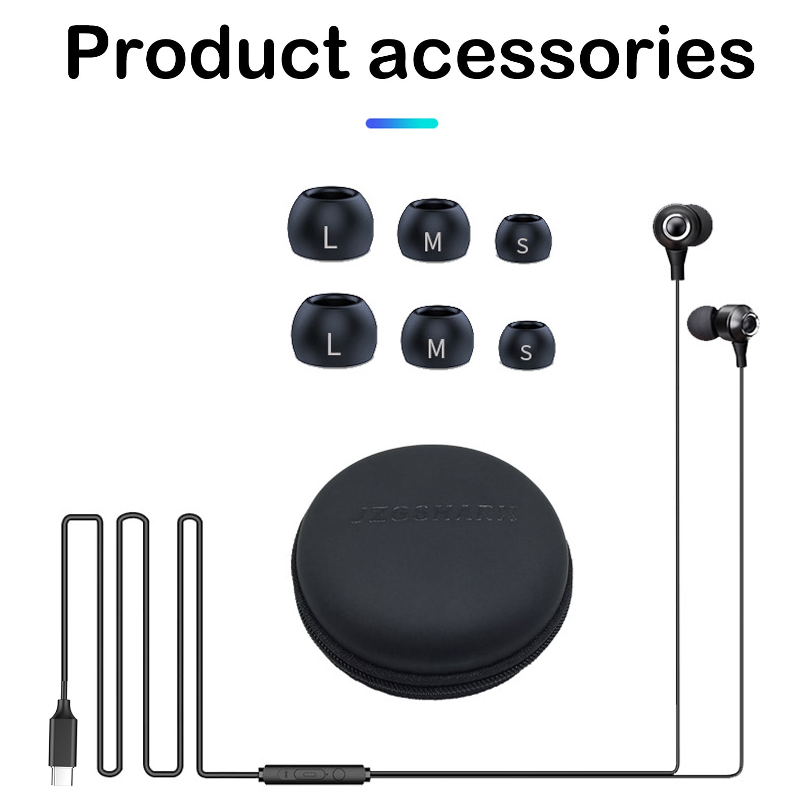Casti Cu Fir, Zggzerg, In-Ear, Type-C, Reducerea zgomotului, Cu bass puternic si control al firului, Telecomanda pentru apeluri/volum, Microfon incorporabil, Compatibile pentru PC, telefon, laptop, TPE, 1.2 m, Negru