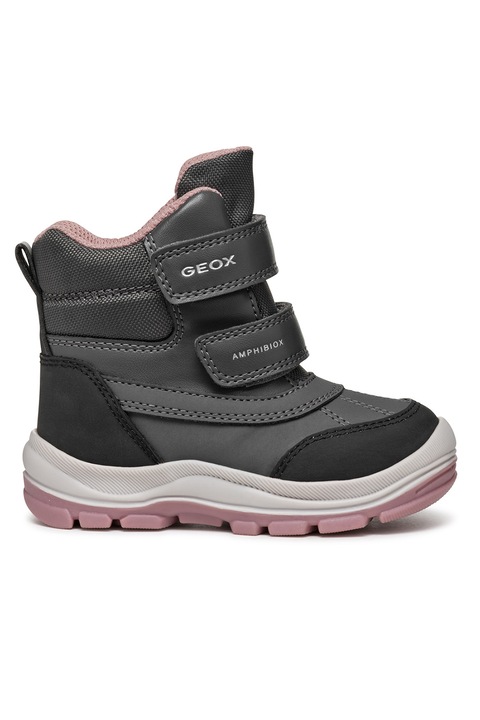 Geox, Ghete impermeabile cu velcro, Gri antracit, 20 EU