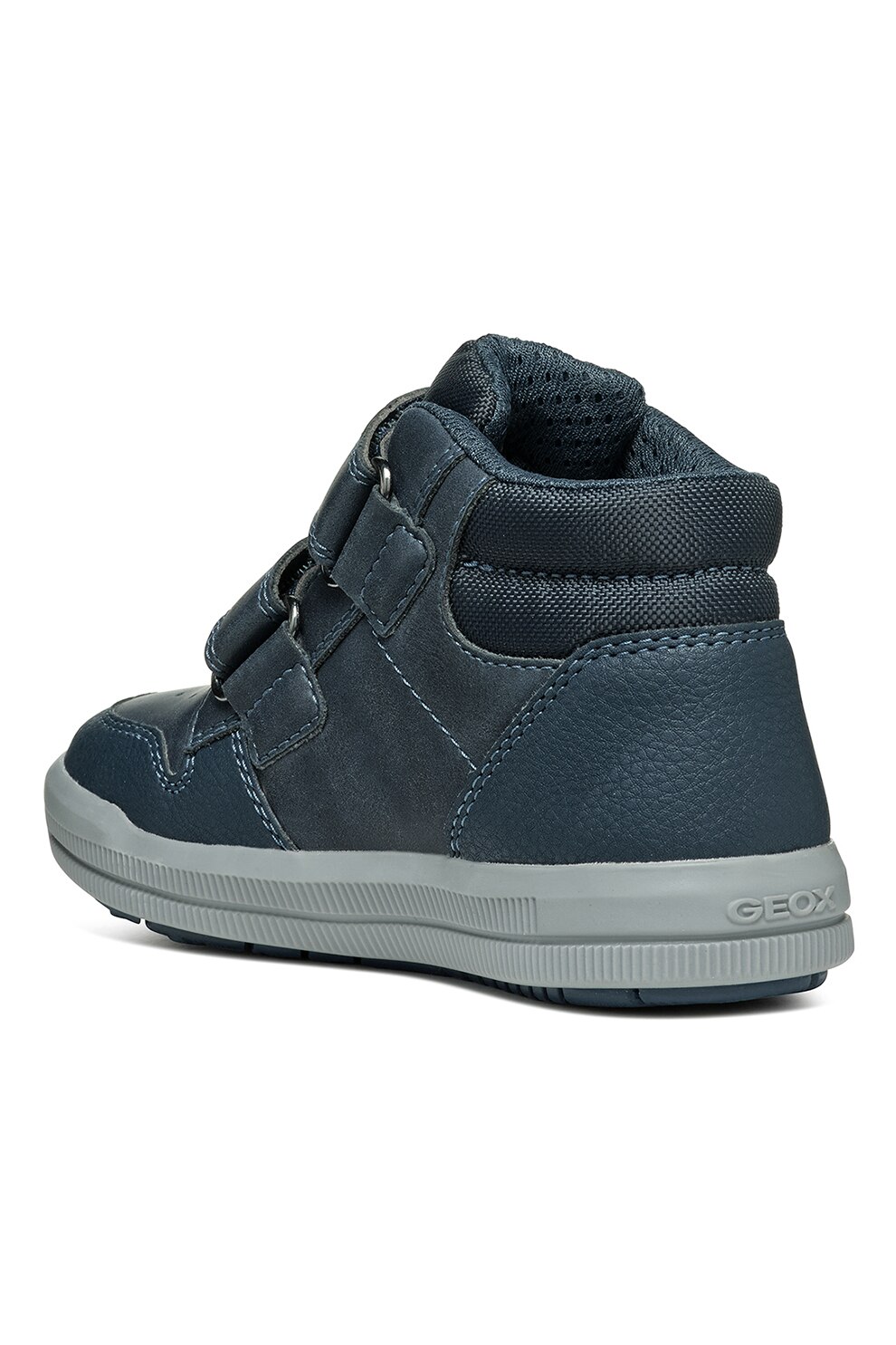 Geox, Pantofi sport de piele ecologica cu velcro, Bleumarin, 33 EU