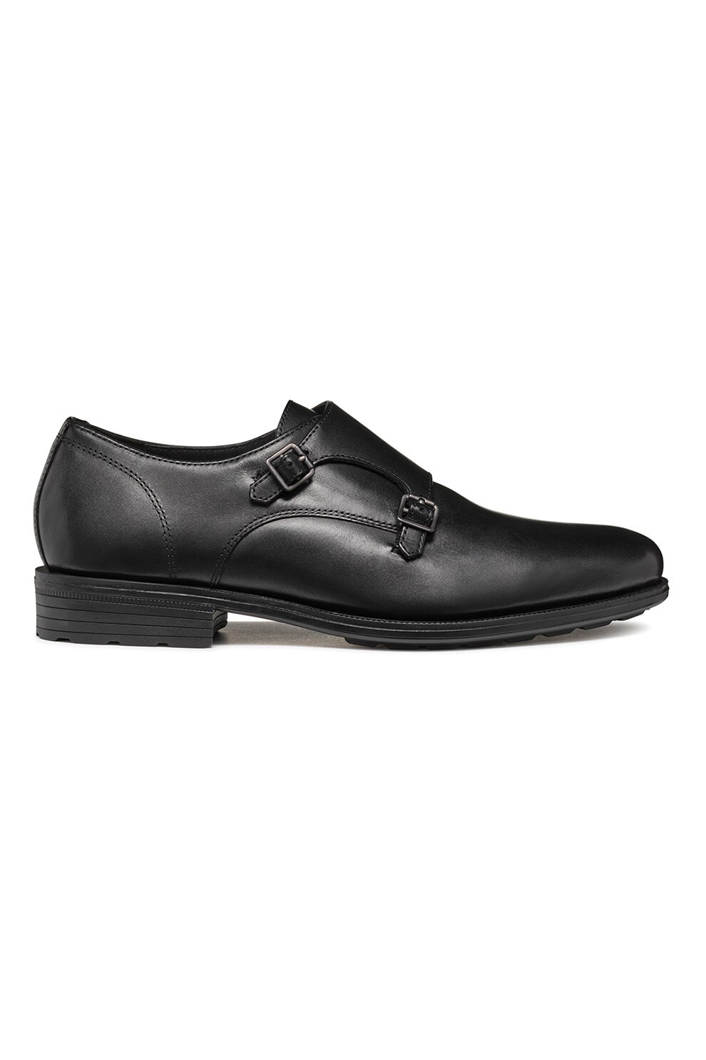 Geox, Pantofi din piele cu catarama, Negru, 44