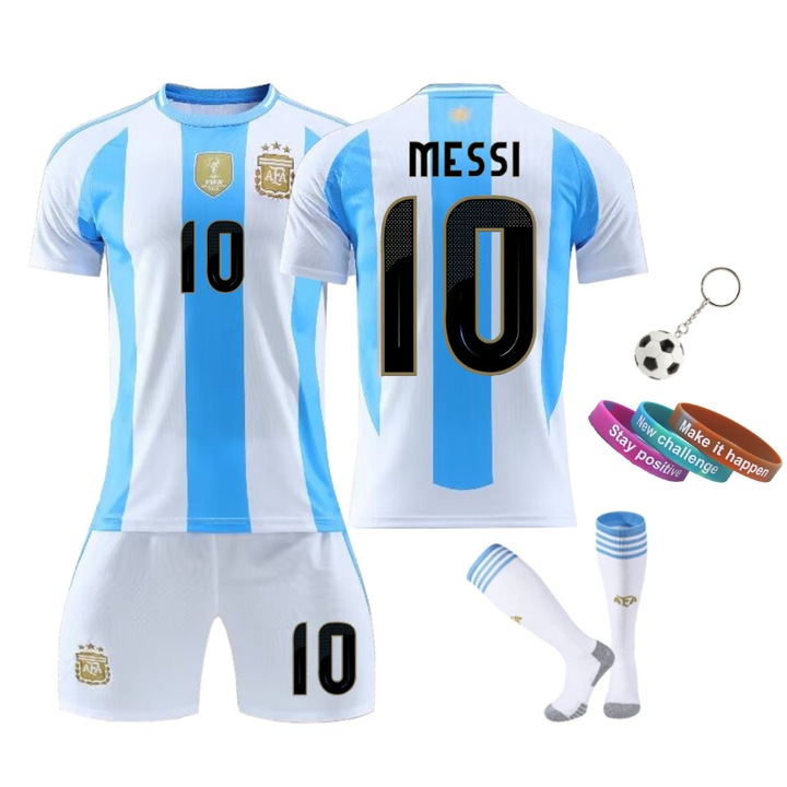 Messi sportfelszereles gyerekeknek 10-es szamu, MzcrJosv ®, csapat, 3 karkoto, kulcstarto, polieszter, feher, Fehér