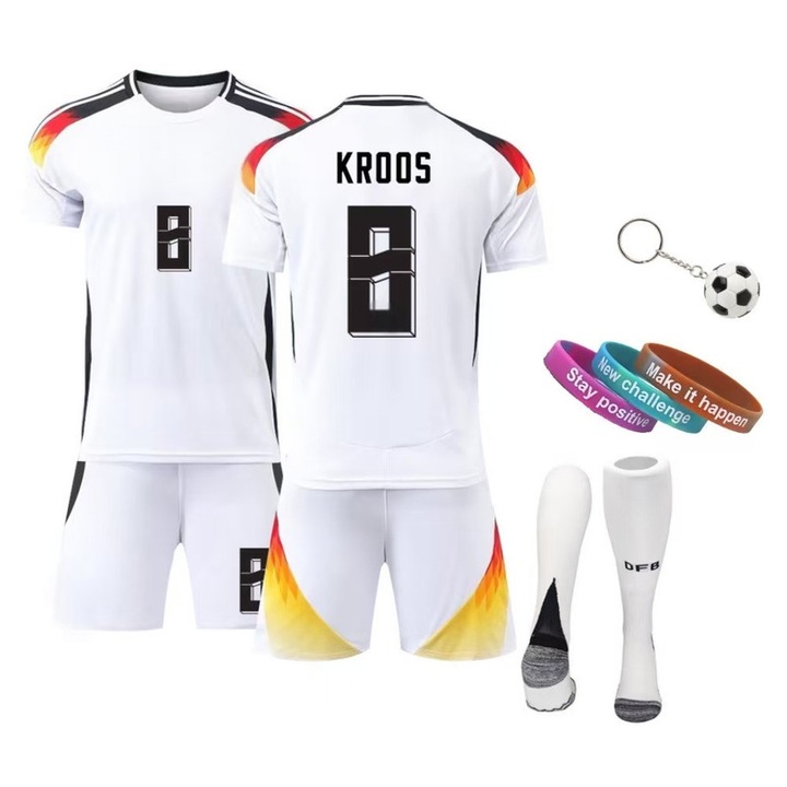 Echipament sportiv copii Kross, MzcrJosv ®, 130-140 CM, 3 bratari, Breloc, Poliester, Alb