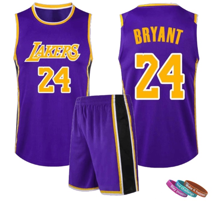 Gyerek sportruházat Lakers Kobe No.24 kosárlabda mez, MzcrJosv®, poliészter, fekete, lila, Lila