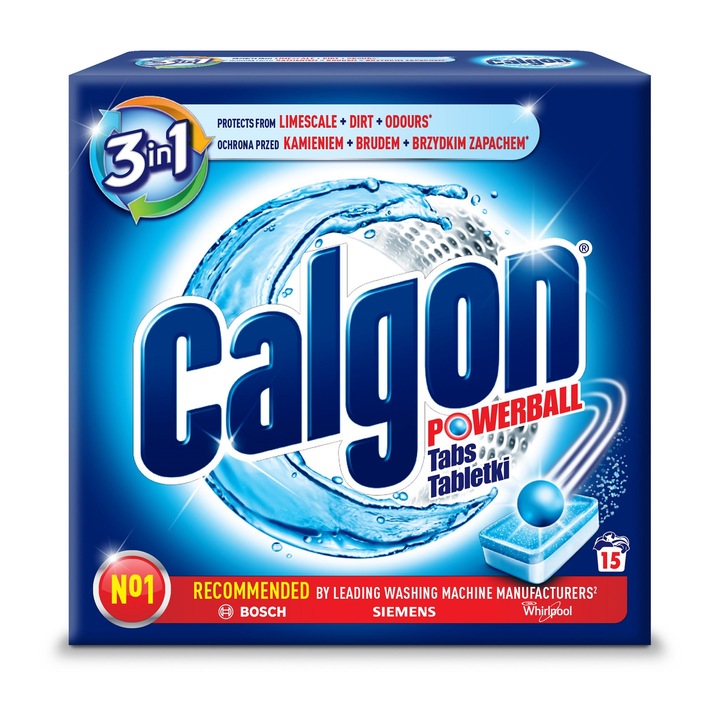 Tablete anticalcar, Calgon, 3 in 1, 15 bucati, Pentru masina de spalat