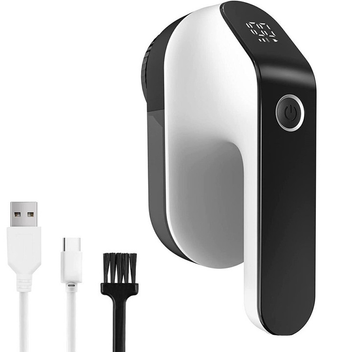 Уред за почистване на мъх WALALLA, LED, 3 скорости, 6 ножчета, черен/бял, 2000mAh