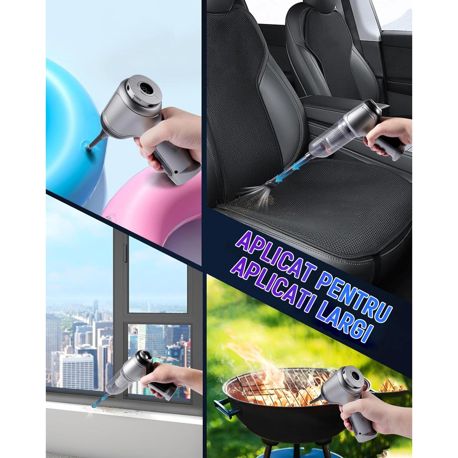Aspirator de mana 3 in 1, cu 5 accesorii, tehnologie fara perii, 19000 PA, 35500 RPM, 4000mAh, 120W, YQLAFT, Negru