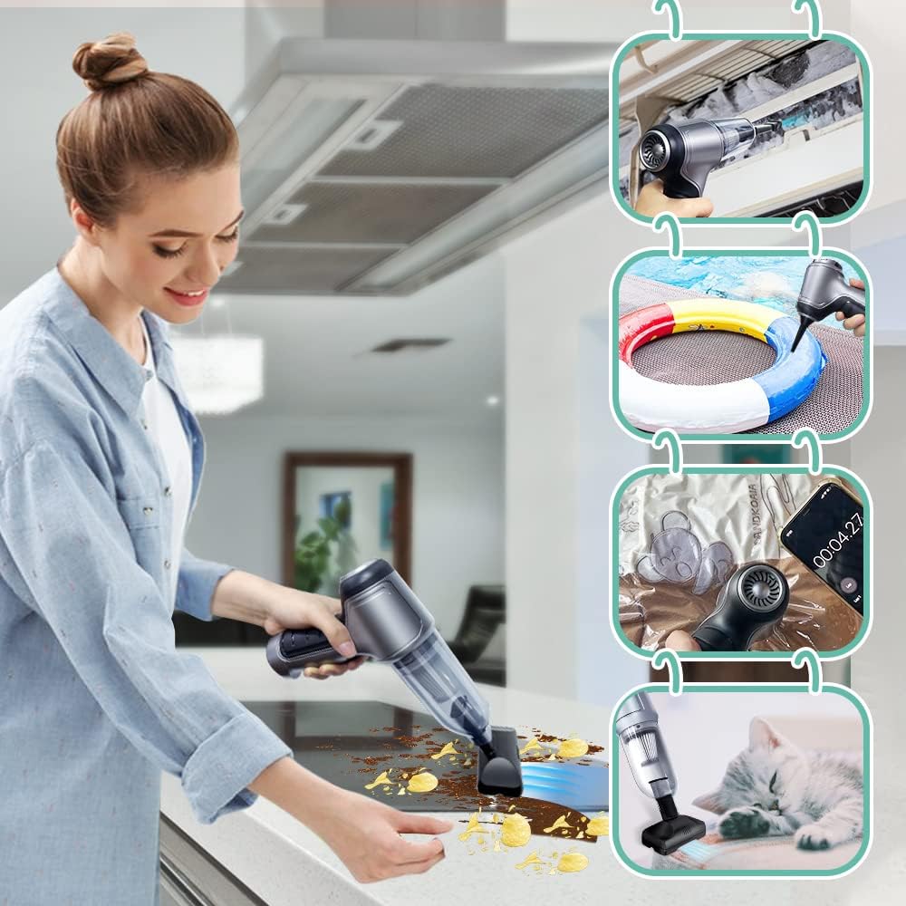 Aspirator de mana 3 in 1, cu 5 accesorii, tehnologie fara perii, 19000 PA, 35500 RPM, 4000mAh, 120W, YQLAFT, Negru