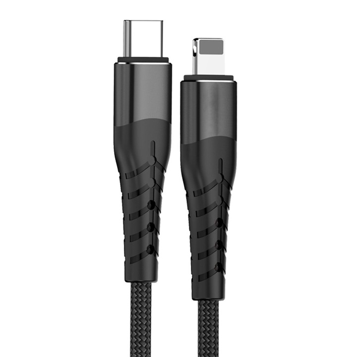 Cablu Data Power Type-C la Lightning, 18W, GEAR Power, 1.2m, P78, Deep Dark
