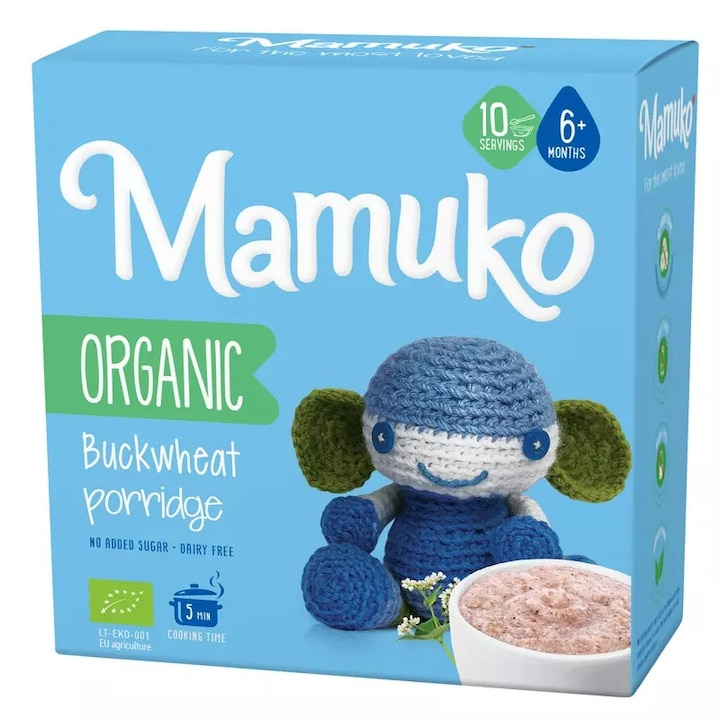 Porridge Bio Mamuko, hrisca, fara zahar, 200g, de la 6 luni