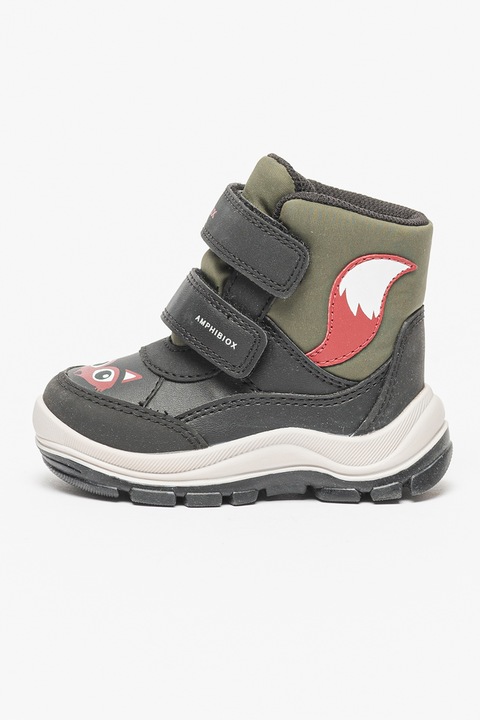 Geox, Ghete impermeabile cu inchidere velcro, Verde/Negru