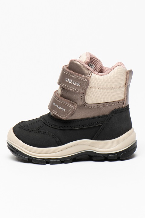 Geox, Ghete impermeabile cu velcro, Negru/Maro deschis, 20 EU