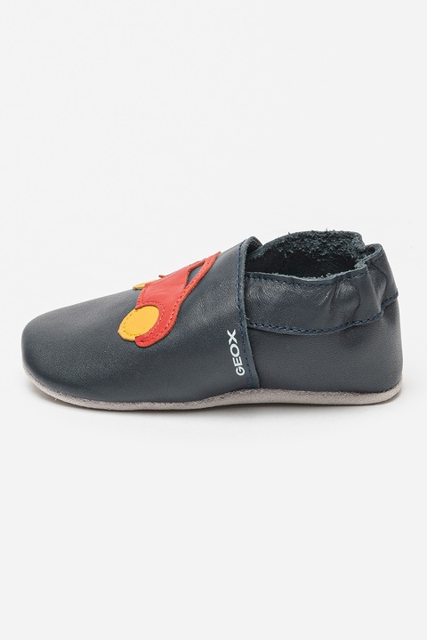Geox, Pantofi slip-on de piele cu imprimeu Gloviedoo, Rosu/Portocaliu mandarina/Maro inchis