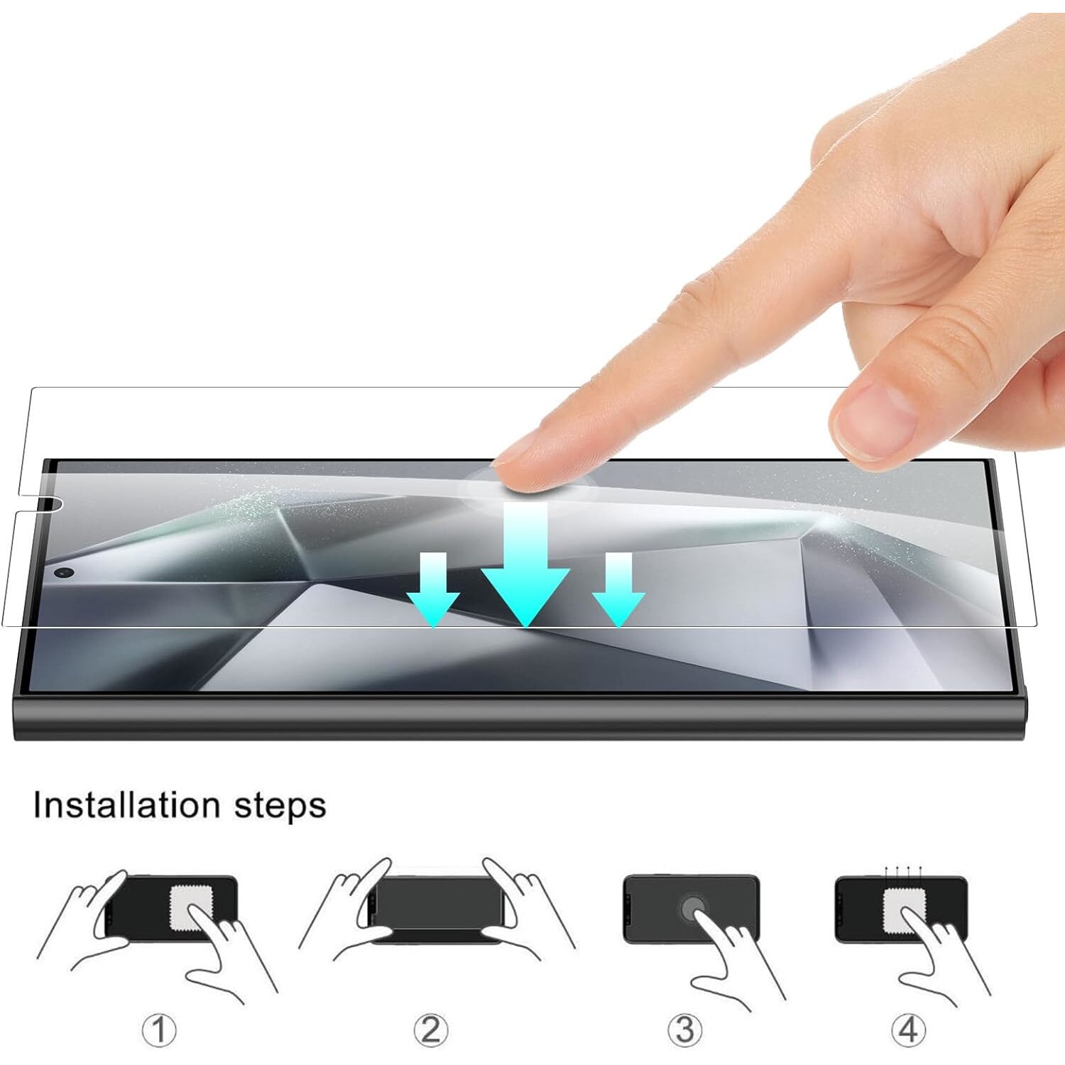 Set 3 X Folie protectie Sticla securizata Profesionala Ecran, enkourakoko®, pentru Samsung Galaxy S24 Ultra, Full Glue, Suporta deblocarea amprentelor digitale, Ultra HD, Anti Zgarieturi, Anti Socuri, Transparent