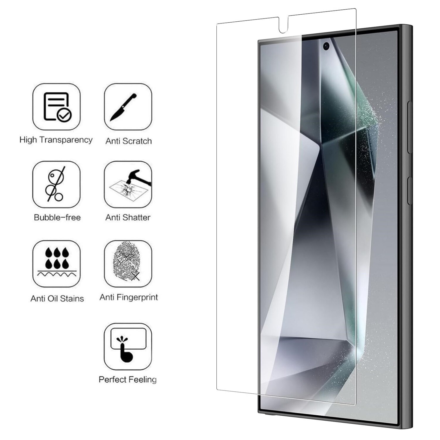 Set 3 X Folie protectie Sticla securizata Profesionala Ecran, enkourakoko®, pentru Samsung Galaxy S24 Ultra, Full Glue, Suporta deblocarea amprentelor digitale, Ultra HD, Anti Zgarieturi, Anti Socuri, Transparent