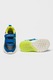 Geox, Pantofi sport de piele cu design grafic, Albastru royal/Verde lime
