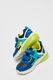 Geox, Pantofi sport de piele cu design grafic, Albastru royal/Verde lime