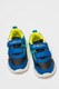 Geox, Pantofi sport de piele cu design grafic, Albastru royal/Verde lime