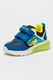 Geox, Pantofi sport de piele cu design grafic, Albastru royal/Verde lime
