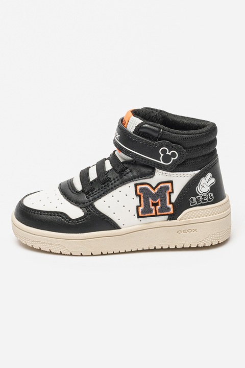 Geox, Pantofi sport high-top cu velcro Washiba, Negru/Maro nisip/Alb murdar, 37 EU