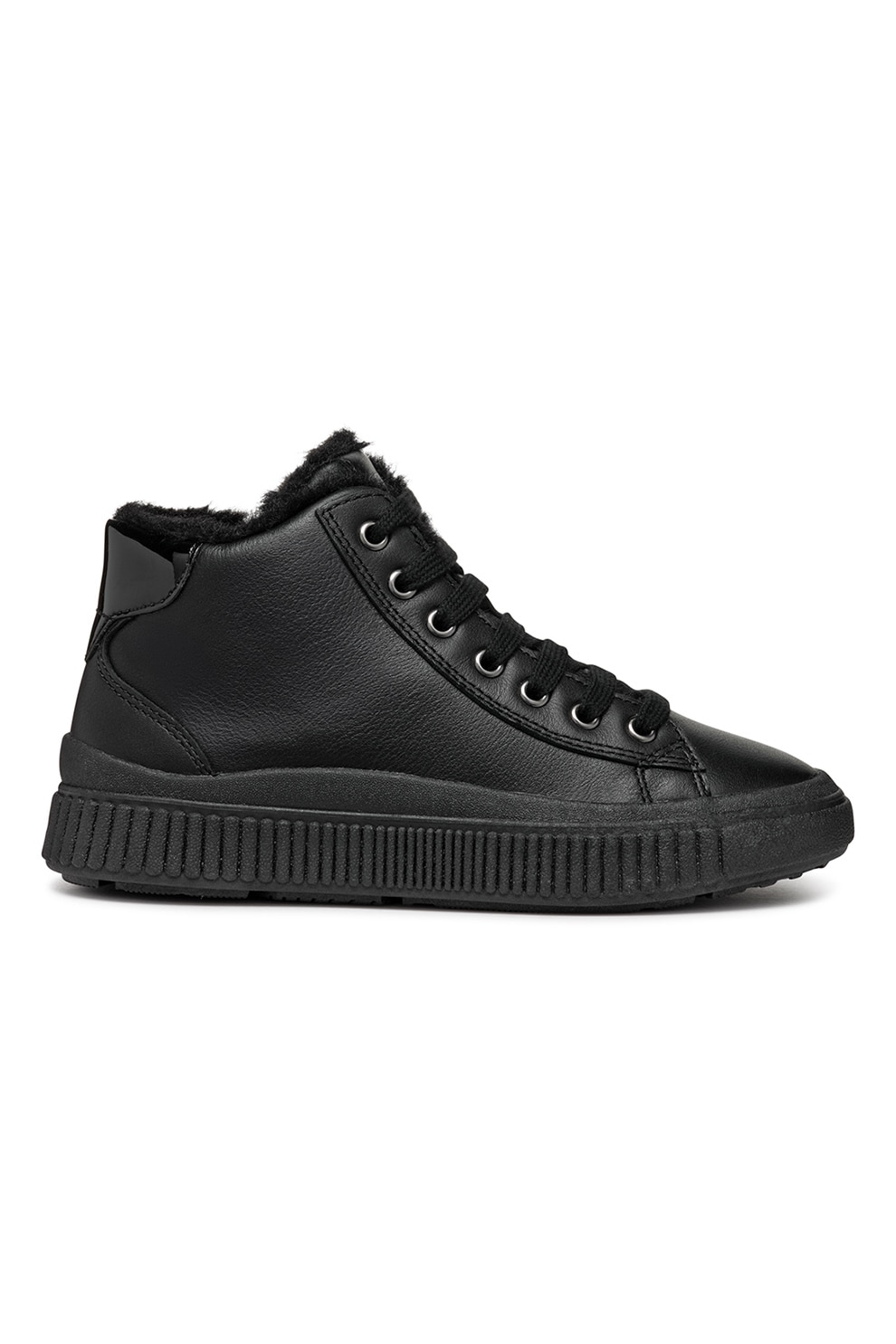 Geox, Pantofi sport inalti de piele, Negru, 28 EU