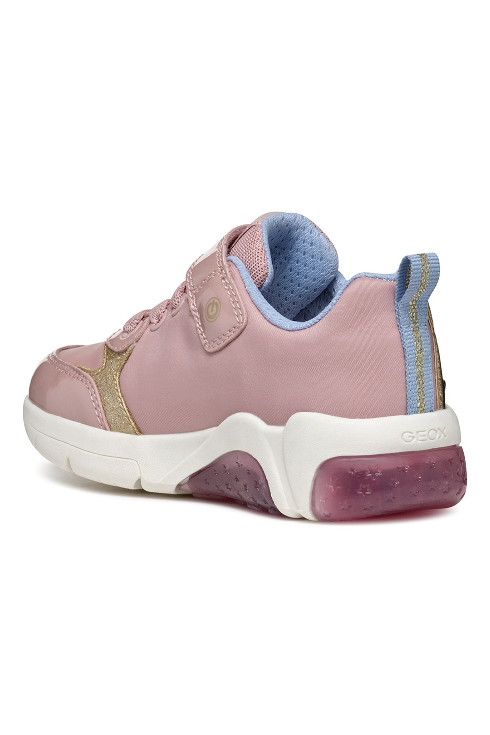 Geox, Pantofi sport cu model Alice in Wonderland, Auriu, Roz