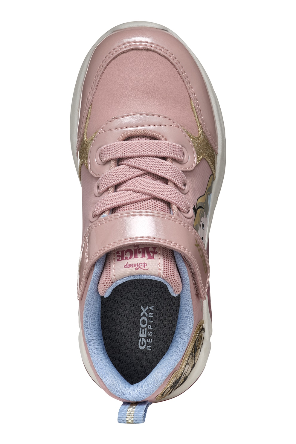 Geox, Pantofi sport cu model Alice in Wonderland, Auriu, Roz