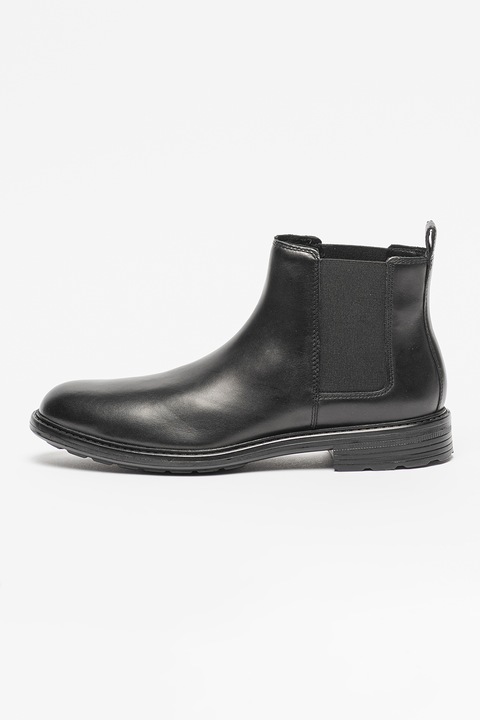 Geox, Боти Walk Pleasure тип Chelsea от кожа, Черен
